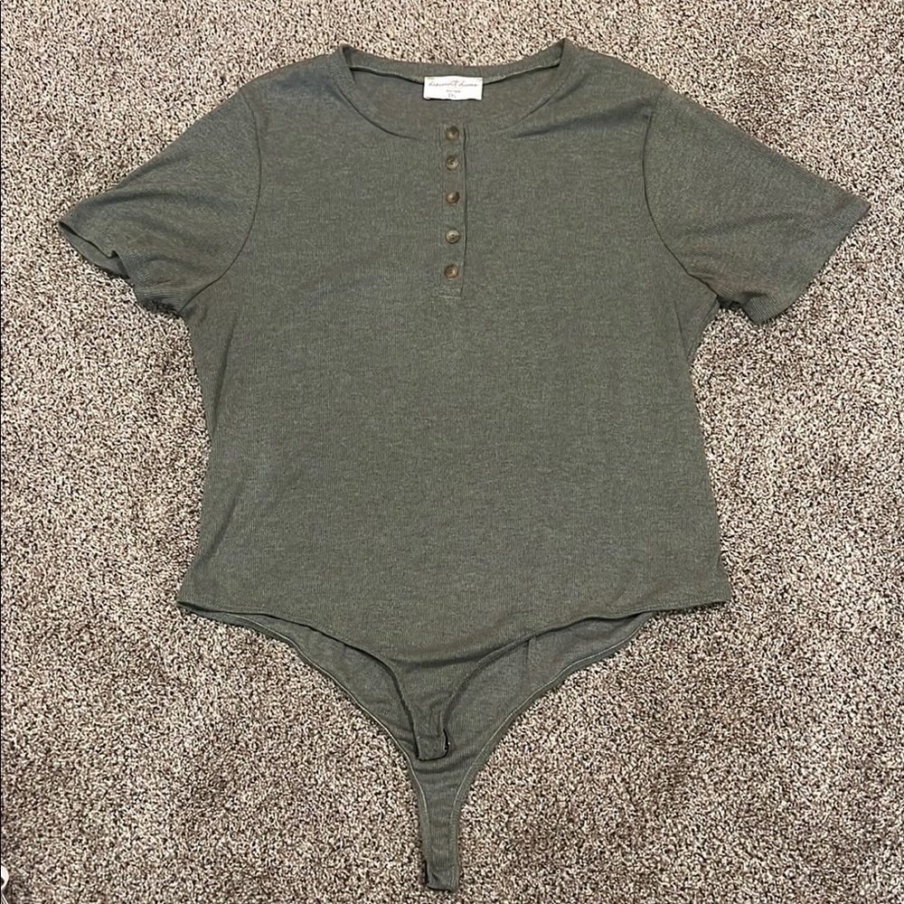 Olive Green Short Sleeve Bodysuit